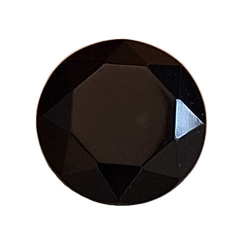 Black glass button with octagonal flat top surface, 18mm/28L