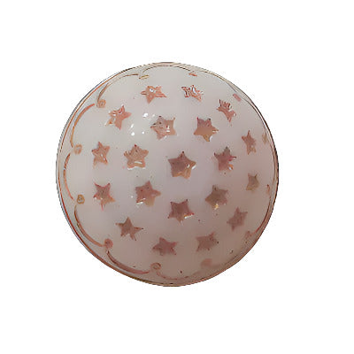 White glass button with gold luster stars