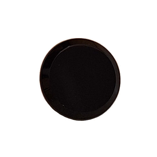 Black glass button, smooth top, 14mm