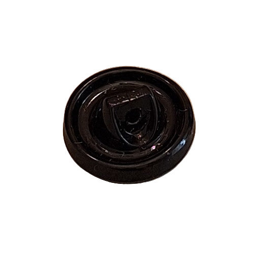 Black glass button, shank back, 14mm
