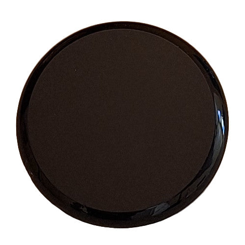 Black glass button, smooth top, 23mm