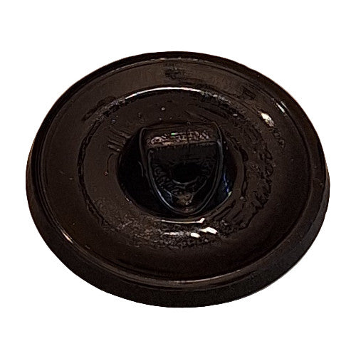 Black glass button, shank back, 23mm