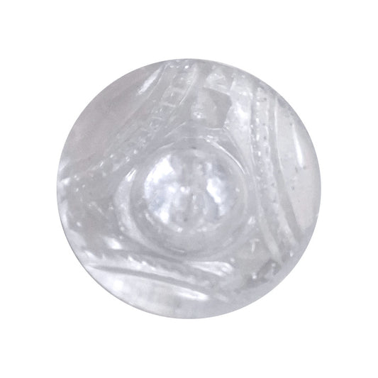 Clear glass button with central cavity design and molded self-shank, 18mm