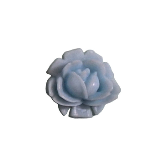 Turquoise open rose plastic flat back, 15 mm, hand-painted, Japan NOS.