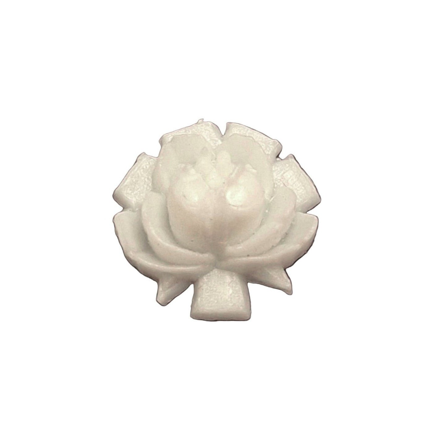 White open rose plastic flat back, 15 mm, hand-painted, Japan NOS.