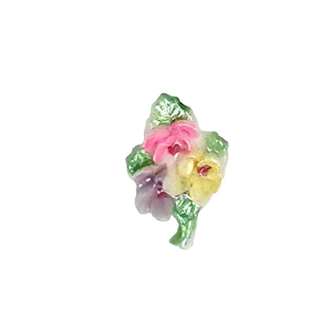 Three Flowers Plastic Flat Back – Hand-Painted, Left – 13×20mm – 1 Gross