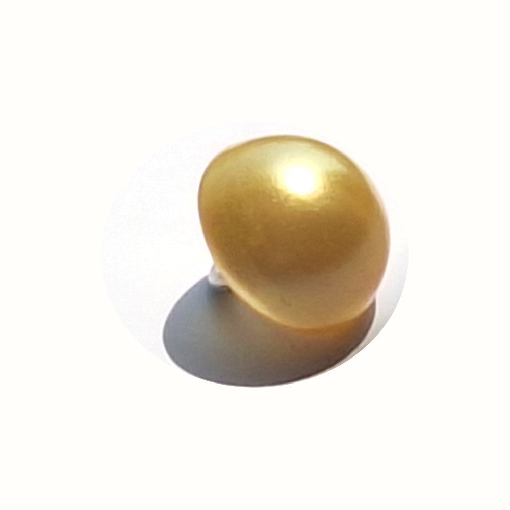 Yellow pearlized half ball button with screw shank, angled to show curved reflective surface.