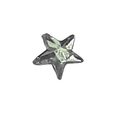 Tiny 5 mm light aqua mirrored glass star cabochon shown in close-up.