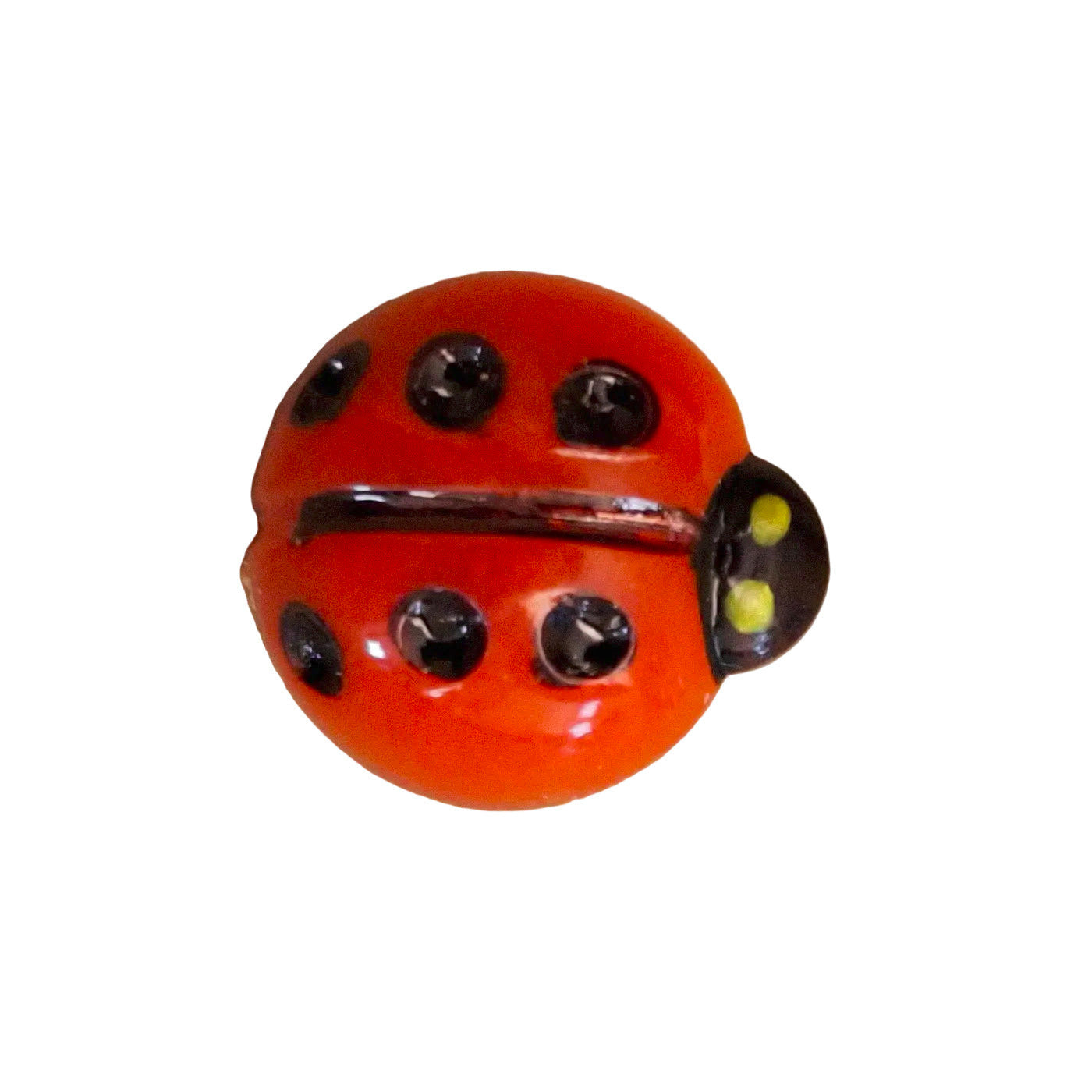 Red Ladybug Plastic Button – Hand-Painted, Shank – 12×14 mm – 1 Gross