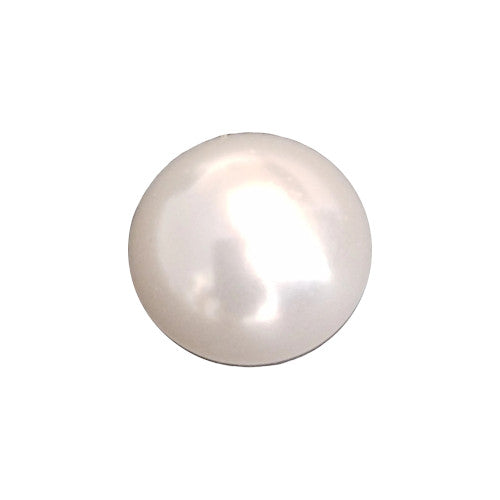 Vintage pearl plastic cabochon with a smooth dome and a flat-back surface, 12mm.