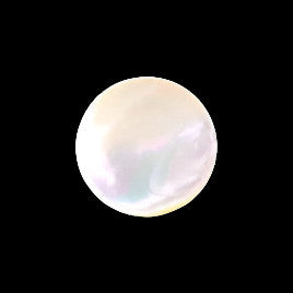 Front view of a larger troca shell button with a tunnel shank, displaying a polished shell surface centered on a black background, 13mm.