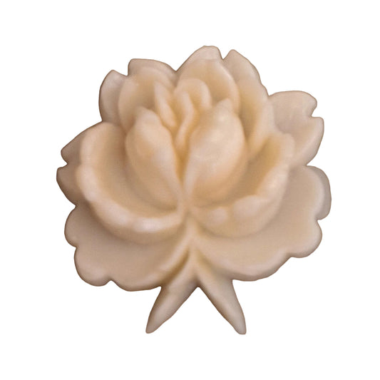 rose plastic flat back, 23×24 mm, molded raised detail, Japan NOS.