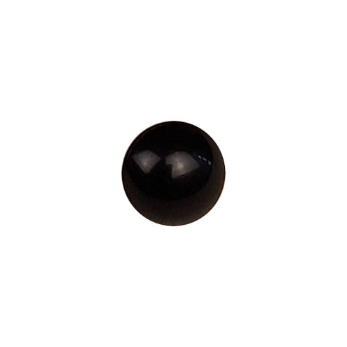 Black glass half-ball button with smooth dome surface and self-shank