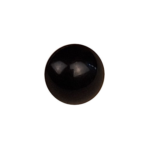 Black glass half-ball button with smooth dome surface and self-shank