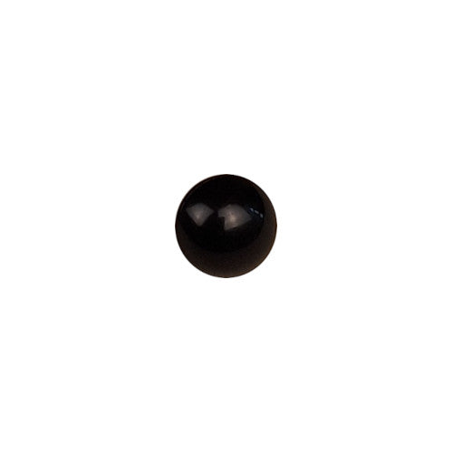 Black glass half-ball button with smooth dome surface and self-shank
