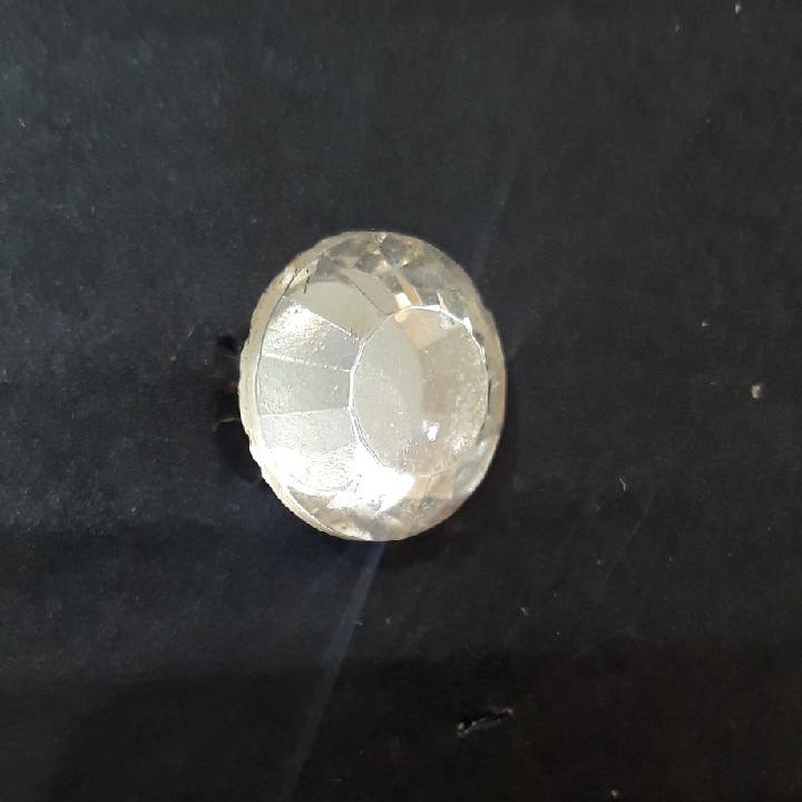 Mirrored glass button with a faceted bi-cone profile and frosted shank, 9mm/14L.