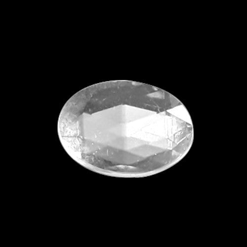 Mirrored glass button with oval jeweled design, 14mm