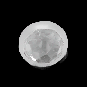Mirrored glass button with faceted octagonal center set in frosted shell, 14mm