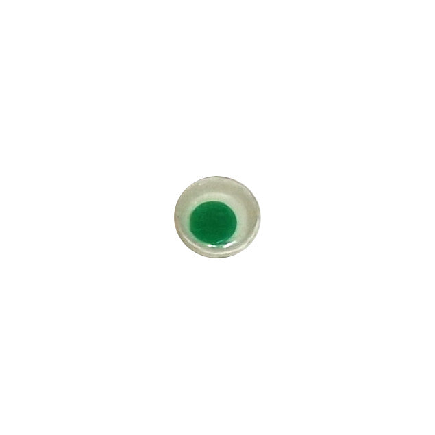 One 5mm googly eye with a flat black green pupil, made in Korea.