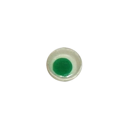 One 7mm googly eye with a flat black green pupil, made in Korea.