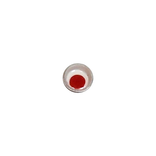 One 5mm googly eye with a flat black red pupil, made in Korea.