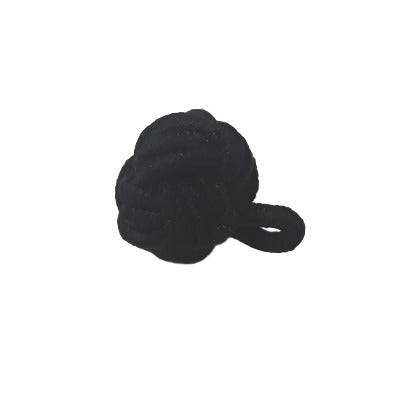 Black Chinese knot button with loop attachment, 12mm.