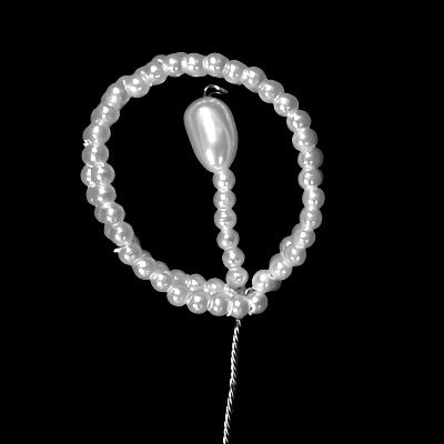Single-loop pearl wire ornament on flexible wire