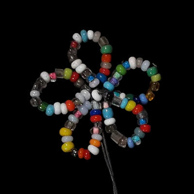 Multi-colored beaded rosette ornament on wire