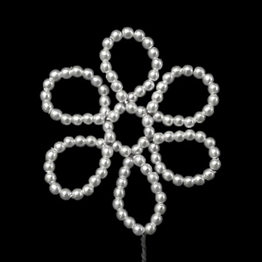 Six petal pearl wire ornament on flexible wire