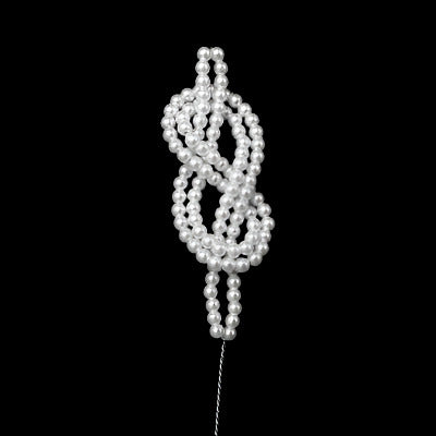 Figure-8 pearl beaded wire ornament with flexible wire stem