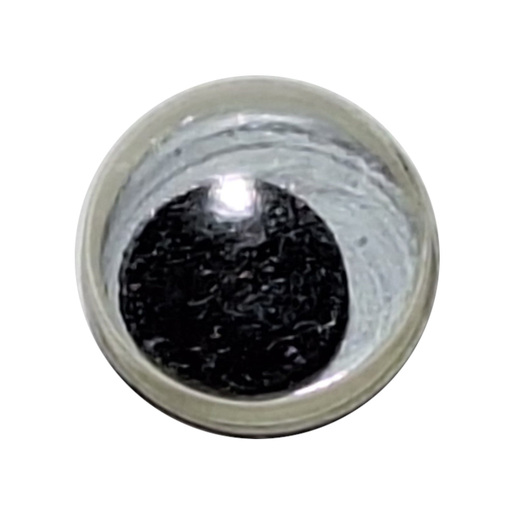 One 18mm googly eye with a flat black pupil, sew-on with a plastic Shank. Made in Japan.