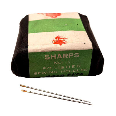 Gold-eye sharps sewing needles bulk wrapped in original paper packaging