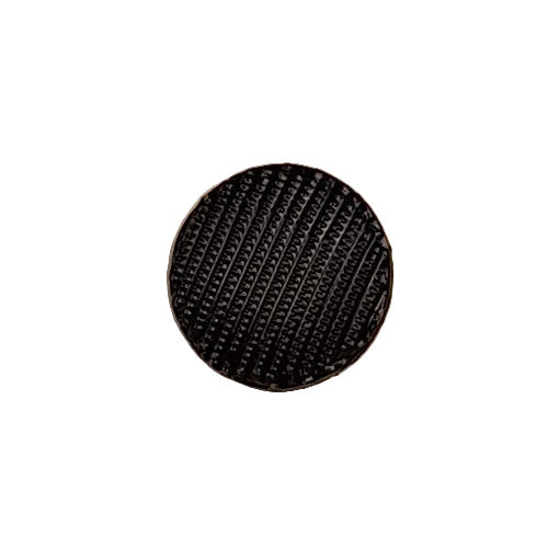 Ribbed round black glass button, 10mm