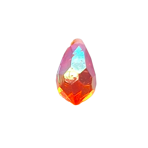 AB faceted plastic drop in Amber, translucent, sew-on, 6.5x13mm.