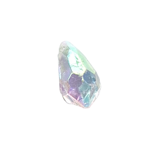 AB faceted plastic drop in Crystal, translucent, sew-on, 6.5x13mm.