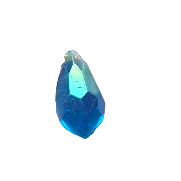 AB faceted plastic drop in Blue, translucent, sew-on, 6.5x13mm.