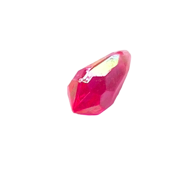 AB faceted plastic drop in Magenta, translucent, sew-on, 6.5x13mm.