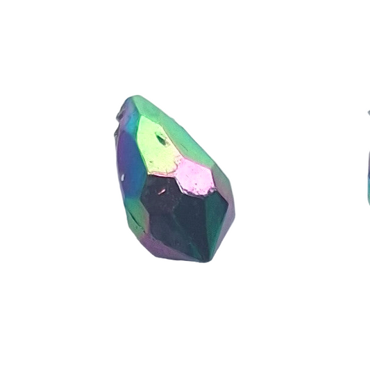 AB faceted plastic drop in Metallic, opaque, sew-on, 6.5x13mm.