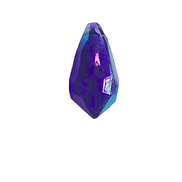 AB faceted plastic drop in Midnight Blue, translucent, sew-on, 6.5x13mm.