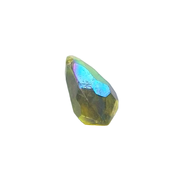 AB faceted plastic drop in Olive, translucent, sew-on, 6.5x13mm.