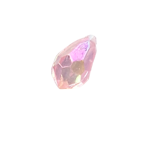 AB faceted plastic drop in Pink, translucent, sew-on, 6.5x13mm.