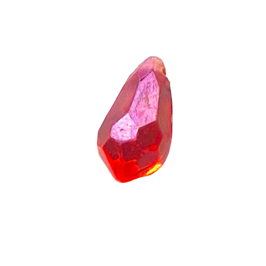 AB faceted plastic drop in Ruby, translucent, sew-on, 6.5x13mm.