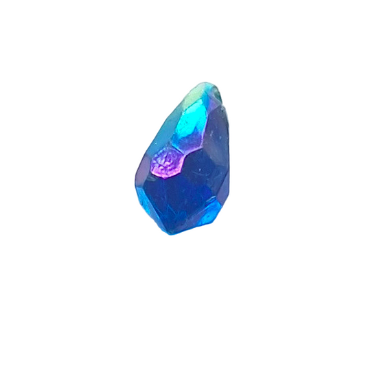 AB faceted plastic drop in Sapphire, translucent, sew-on, 6.5x13mm.