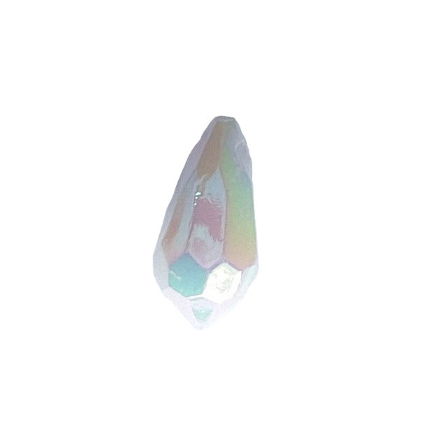 AB faceted plastic drop in White, opaque, sew-on, 6.5x13mm.