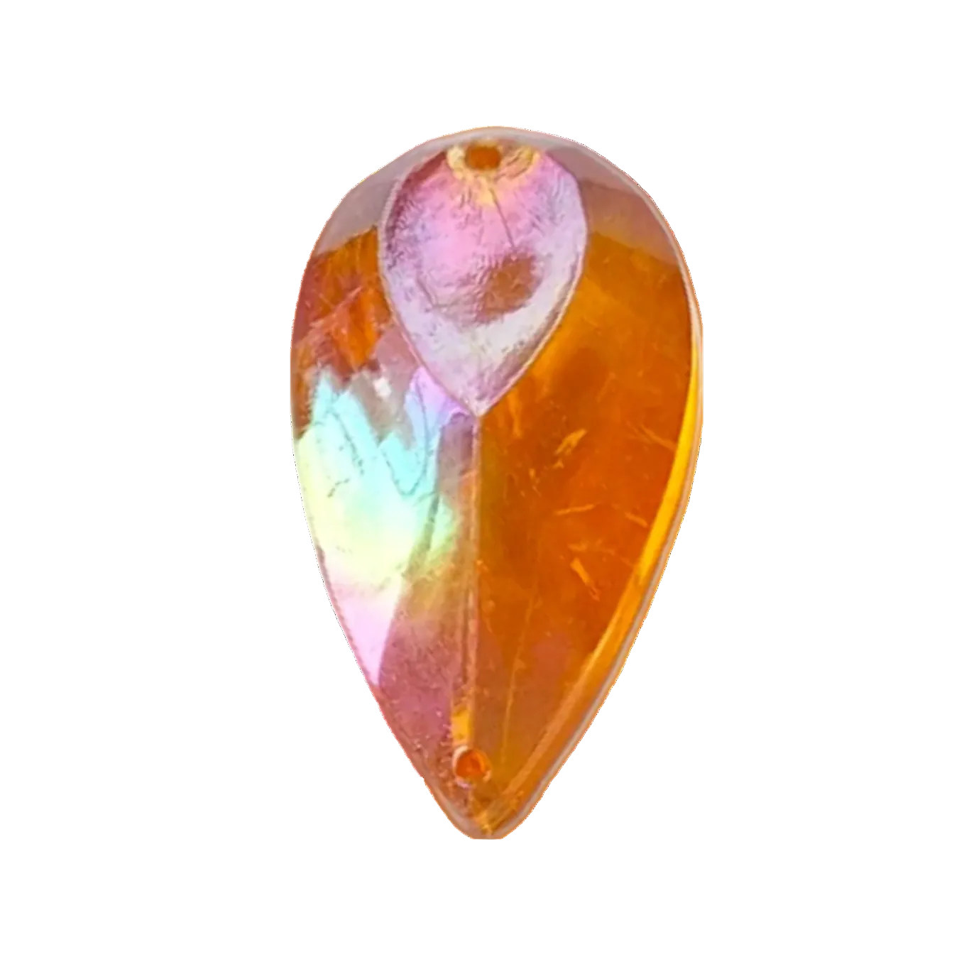 Topaz AB teardrop cabochons on a white background. 18x33mm