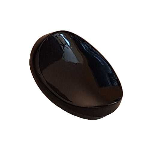 Black Glass Button, Smooth Oval Twist, Shank – 18mm/28L – 1 Gross