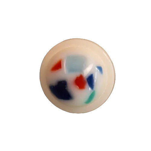 White Plastic Confetti Button – Multicolor Specks, Shank – 13mm/20L – 1 Gross