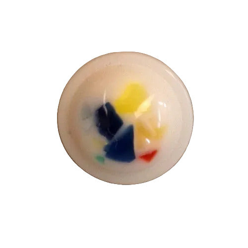 White Plastic Confetti Button – Multicolor Specks, Shank – 14mm/22L – 1 Gross