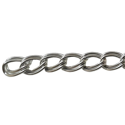 Silver Anodized Aluminum Chain, Double Link Design – 9mm – 50 Feet