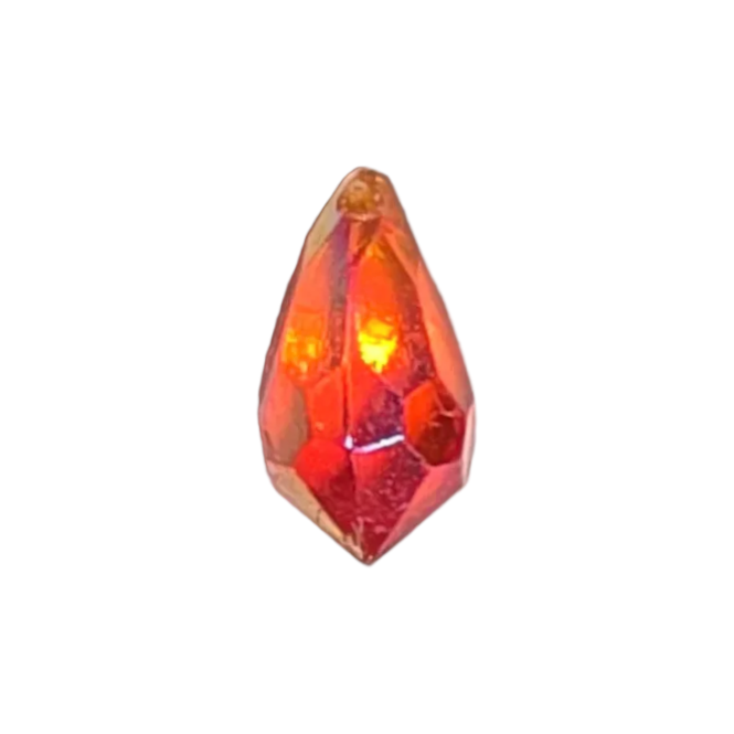AB faceted plastic drop in Amber, translucent, sew-on, 6.5x13mm.